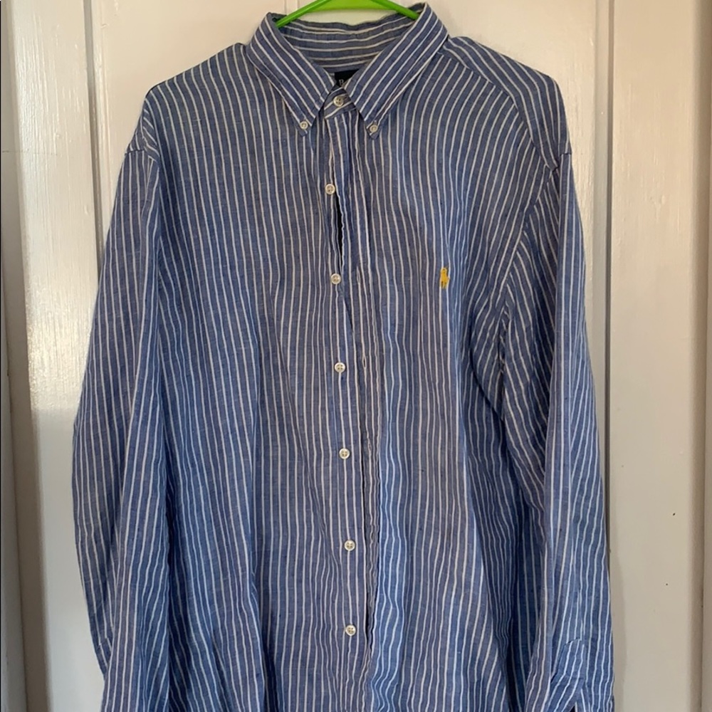 Mens Polo Linen Dress Shirt